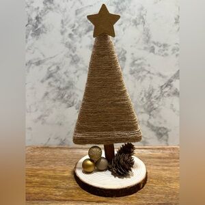 Handmade Taupe and Gold Holiday Tree Decoration